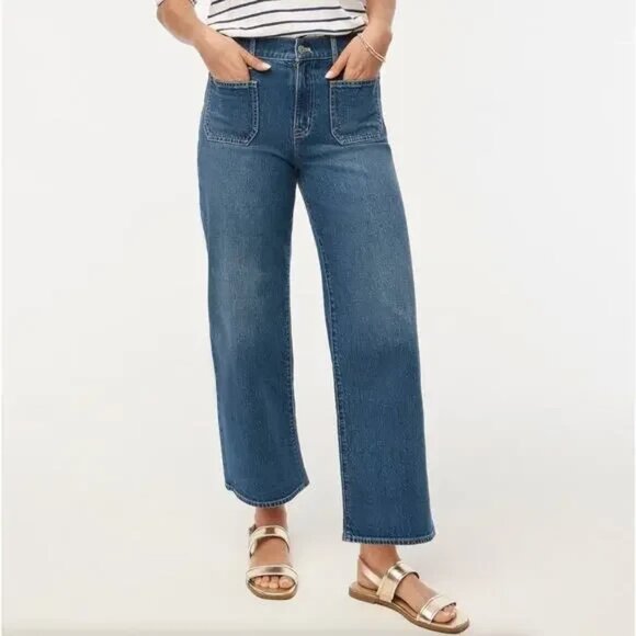 J. CREW Wide Leg Patch Pocket Full Length Jeans Women's 27 Petite BZ830 - Picture 1 of 10